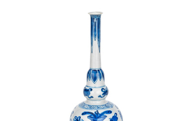 A BLUE AND WHITE LONG-NECKED DOUBLE GOURD VASE Kangxi