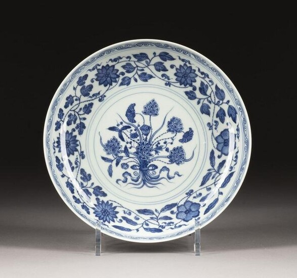 A BLUE-AND-WHITE 'LOTUS' PLATE