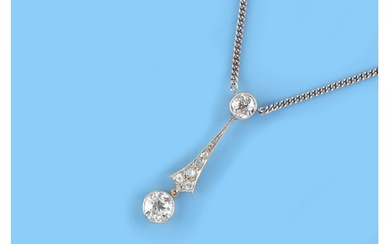 A Belle Epoque style diamond pendant on 18ct white gold chai...