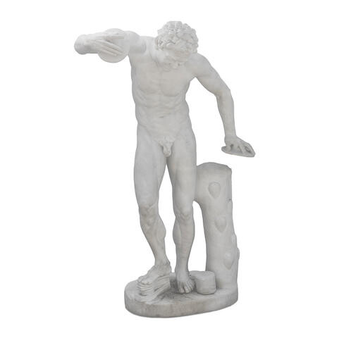 A CARVED MARBLE FIGURE OF THE MEDICI FAUN