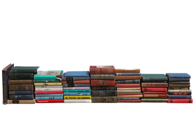 A COLLECTION OF SIXTY-ONE BOOKS, MOSTLY CHILDREN'S, MANY IN PICTORIAL CLOTH BINDINGS.