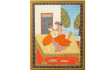 A COURTLY COUPLE ON A TERRACE Possibly Punjab or North-Western India, late 19th century