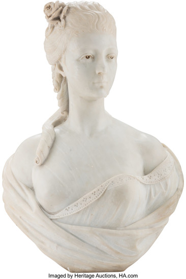 A Carved Marble Bust of a Woman (19th century)
