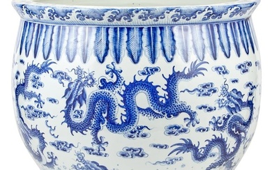 A Chinese Blue and White Porcelain Fish Bowl 20th Century