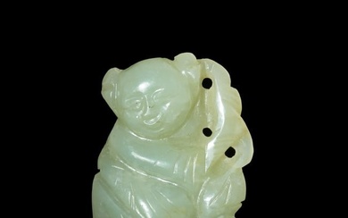 A Chinese carved jade 'boy' pendant, 19th century