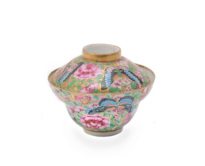 A Chinese famille rose 'Butterflies' covered bowl