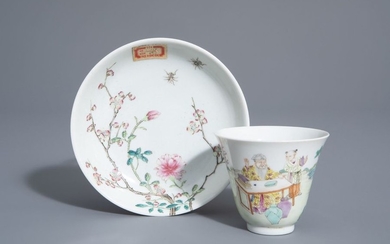 A Chinese famille rose cup and a saucer...
