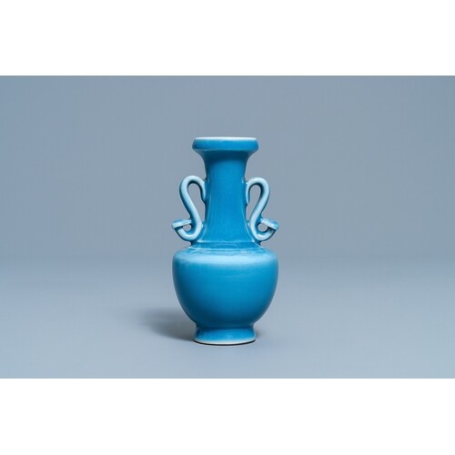 A Chinese monochrome lavender-blue glazed vase, Yongzheng 4-...