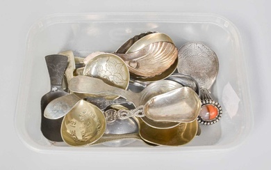 A Collection of Assorted Caddy-Spoons, including an Old Sheffield plate...