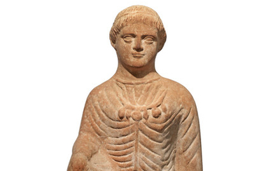 A Cypriot hollow-formed terracotta temple boy