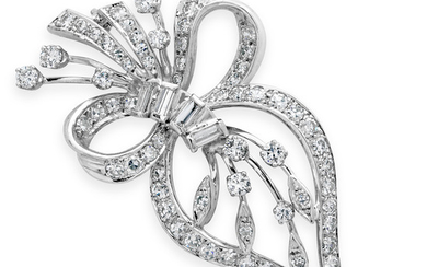 A Diamond and White Gold Brooch