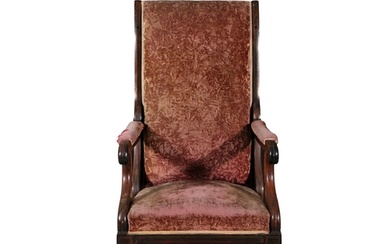 A FRENCH MAHOGANY RECLINING ARMCHAIR, BY MAISON JEANSELME, 1...