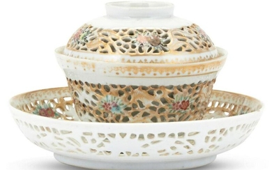 A Fine Chinese Reticulated Porcelain Covered Bowl and