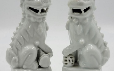 A Fine Pair Of Chinese Blanc De Chinese Foo Dogs 1920-30