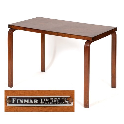 A Finmar bentwood side table, label to underside, 100 cm wid...