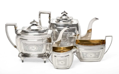 A Four-Piece George III Silver Tea-Service by Duncan Urquhart and Naphtali Hart, London, 1804 and 1806