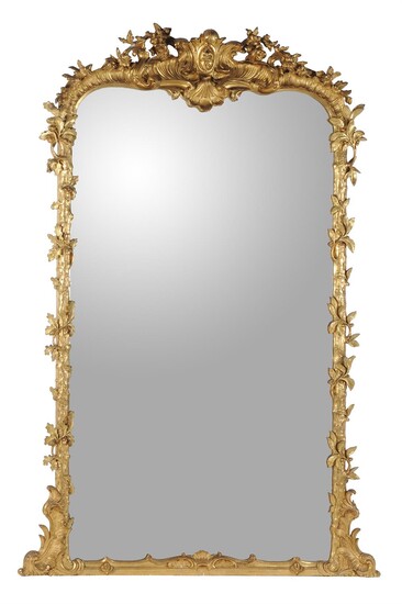 A French giltwood and composition large overmantel mirror