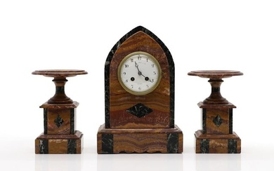 A French marble clock garniture