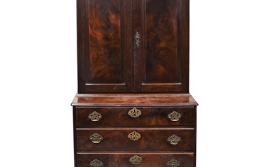 A GOOD GEORGE III MAHOGANY CABINET ON CHEST CIRCA 1760 with ...