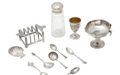 A GROUP OF ENGLISH SILVER FLATWARE AND TABLE ARTICLES