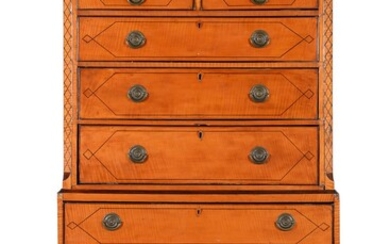 A George III satinwood chest on chest