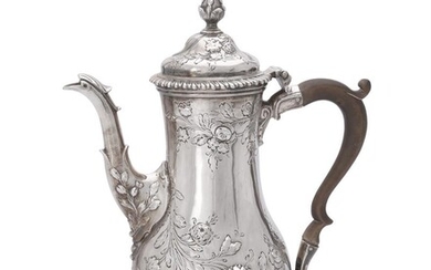 A George III silver baluster coffee pot, probably by Benjamin Gignac
