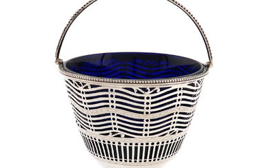 A George III silver swing-handled sugar basket