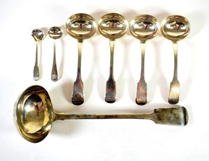 A George IV Silver Fiddle Pattern Soup Ladle, Jonathan Hayne,...