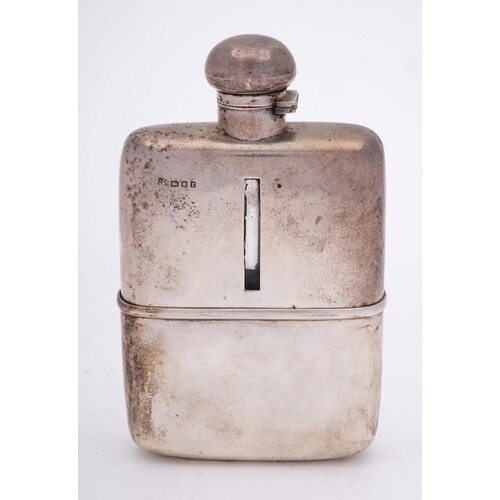 A George V glass and silver mounted hip flask, maker George ...