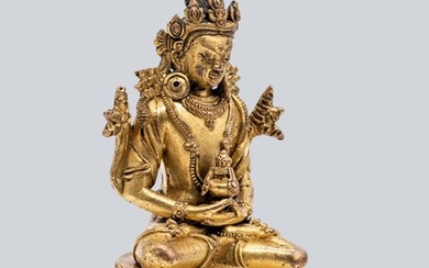 A Gilt Bronze Figure of Amitayus, Pala Revival Style, China, 17-18th Century.