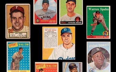 A Group of Nine 1950s Hall of Fame and Star Baseball