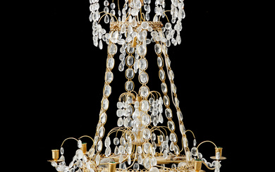 A Gustavian style chandelier, second half of the 20th century.
