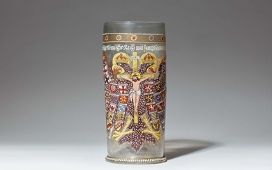 A Historicist Bohemian glass tankard with the imperial eagle