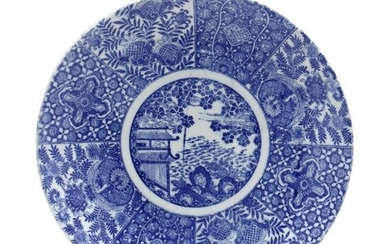 A Japanese Blue and White Charger by Yamatoku