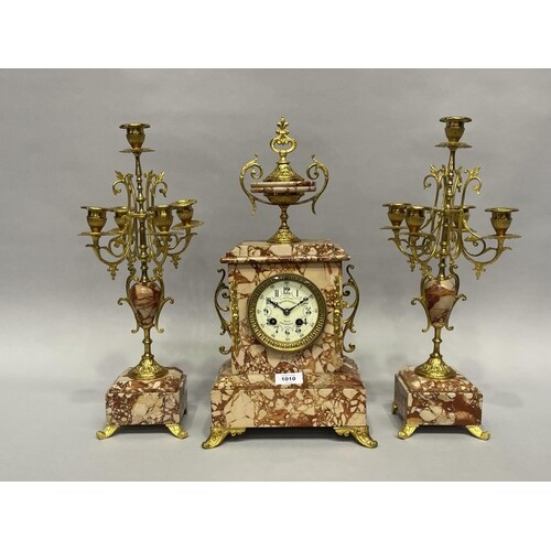 A L Alliance Le Forester of Paris, marble mantle clock and g...