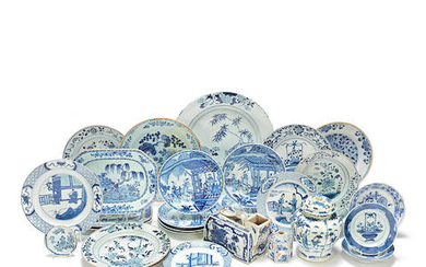 A LARGE COLLECTION OF BLUE AND WHITE EXPORT AND OTHER PORCELAIN