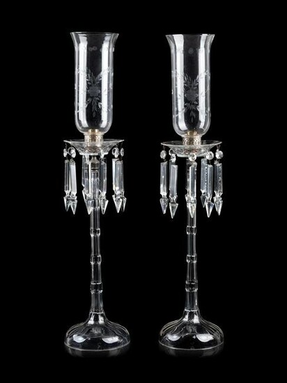 A Large Pair of English Cut and Etched Glass