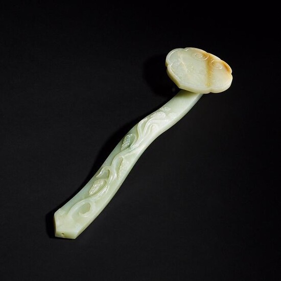 A Large Pale Celadon Jade Ruyi Sceptre, Qing Dynasty