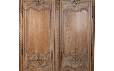 A Louis XVI Cerused Oak Armoire Height 93 x width 55 x
