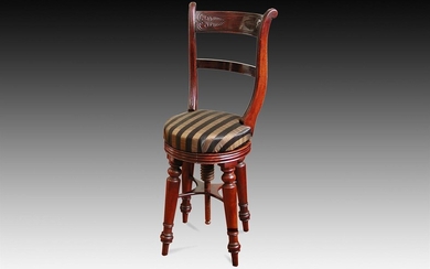 † A MAHOGANY MUSICIANS CHAIR, EARLY 19TH CENTURY
