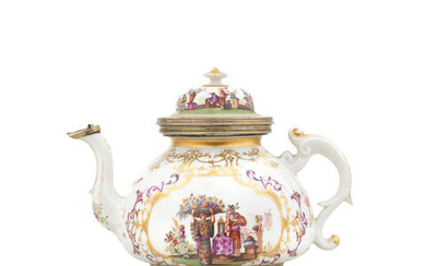 A Meissen silver-gilt-mounted teapot and cover, circa 1725