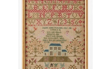 A NEEDLEWORK SAMPLER DATED 1839 worked in coloured