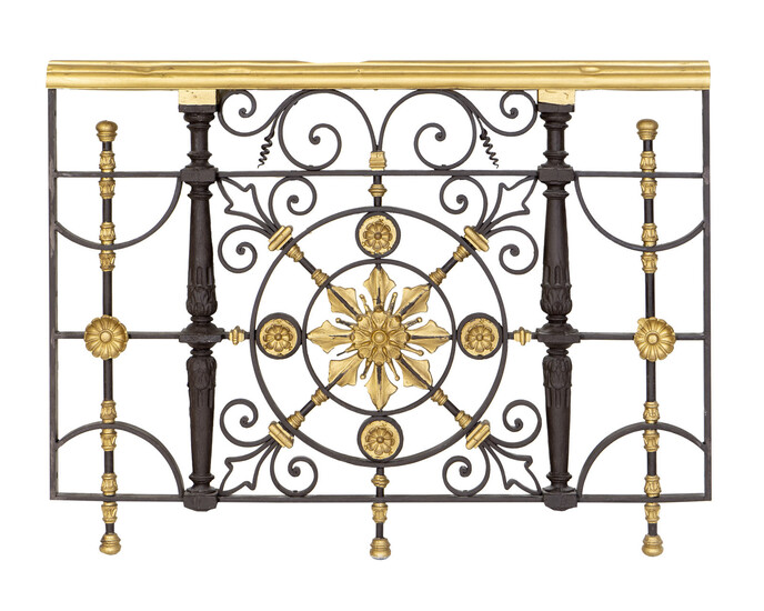 A Neoclassical Style Gilt Metal and Ebonized Railing