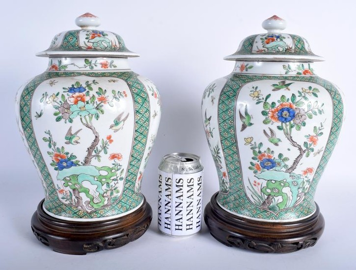 A PAIR OF 19TH CENTURY CHINESE FAMILLE VERTE VASES AND