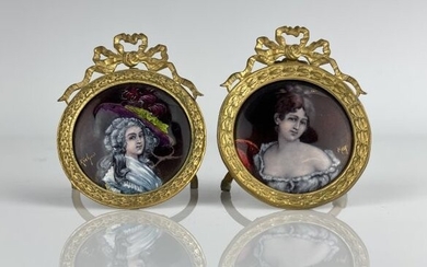 A PAIR OF FRENCH ENAMEL MINIATURE PLAQUES