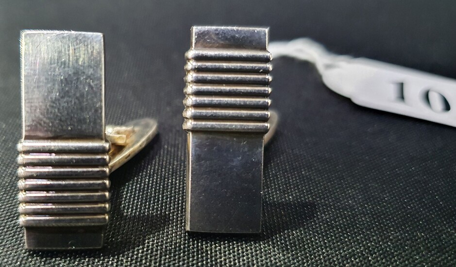 A PAIR OF GEORG JENSEN STERLING SILVER CUFF LINKS
