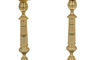 A Pair of Charles X Style Gilt Metal Candlesticks