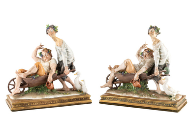 A Pair of Giuseppe Cappe for Capodimonte Figural Groups