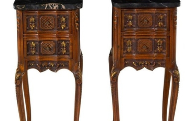 A Pair of Louis XV Style Walnut Side Tables