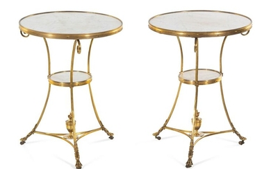A Pair of Neoclassical Gilt Bronze and Marble-Top